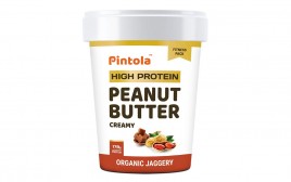 Pintola High Protein Peanut Butter Creamy Organic Jaggery  Jar  510 grams